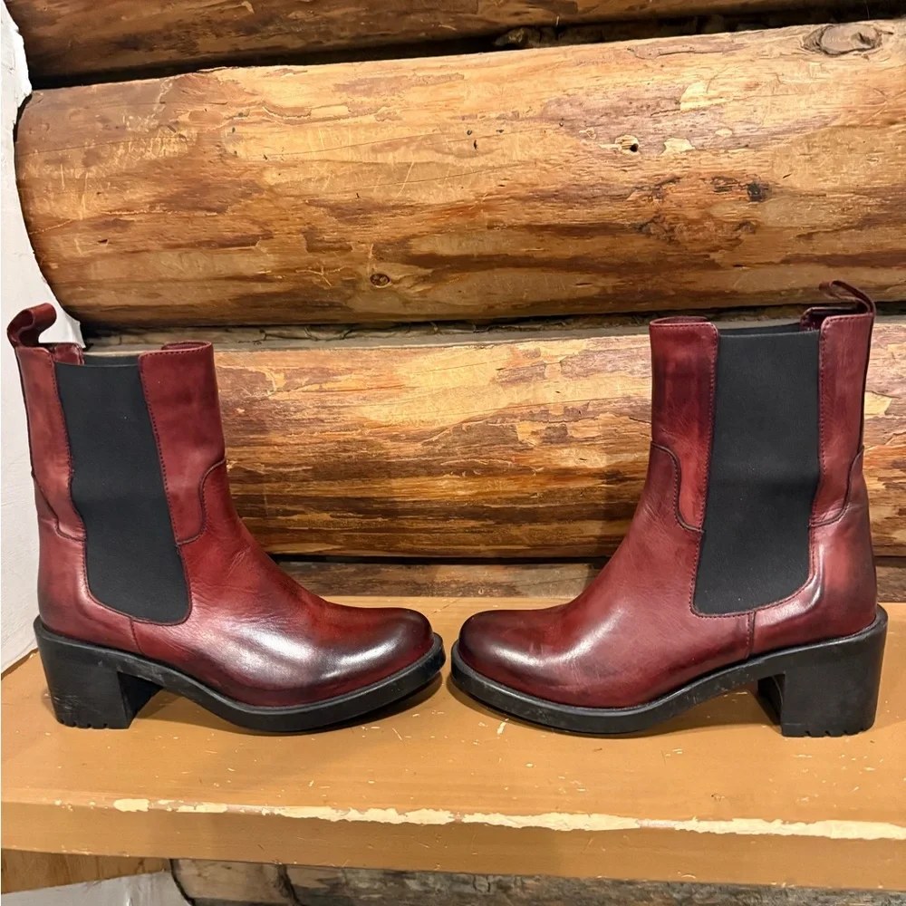 ♥️NWOT Gorgeous Made in Italy 39(8) Burgundy Emanuele Crasto 8 Boots - Picture 3 of 6